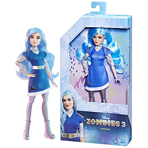 Disney Princess Zombies 3 Addison Fashion Doll - 12-Inch Doll With Long Blue Hair,Dress,Shoes,And Accessories.Toy For Kids Ages 6 Years Old And Up