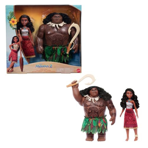Disney Princess Mattel Disney Moana 2 Toys, Moana & Maui Ocean Adventures 2-Pack With 2 Small Dolls & Hook Accessory, Inspired By The Movie