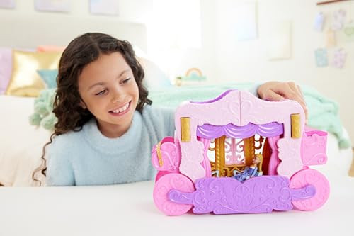 Disney Princess Mattel Disney Princess Toys, Carriage To Castle Transforming Playset With Aurora Small Doll, 4 Figures, Furniture & Accessories