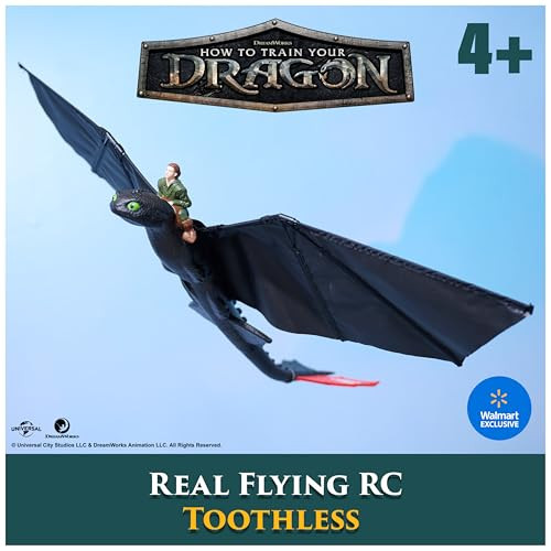 Dreamworks Dragons - How To Train Your Dragon - Krokmou Flying Figure 76 Cm - Radio Controlled Figure With Flying Wings And Adjustable Tail - Realistic Movements - Children'S Toy Ages 4+