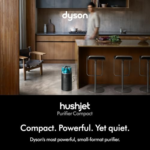 Dyson Hushjet Purifier Compact, Quiet Air Purifier, App Controlled, Purifies Up To 203 Sq Ft, Captures No2 (White/Silver)