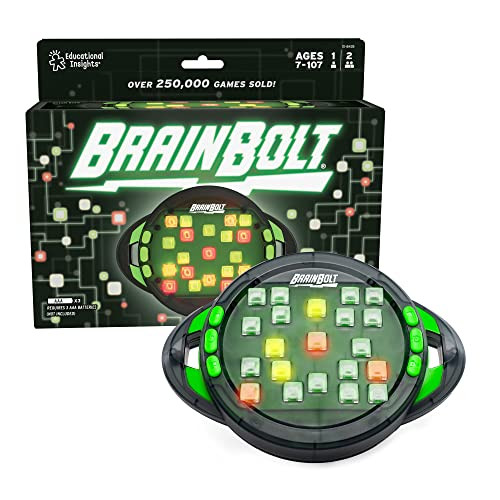 Educational Insights Brainbolt - Handheld Memory Game With Light And Sound, Electronic Brain Games, Single Player Brain Teasers For Kids Teens, & Adults, Gamer s For Boys & Girls Ages 7+