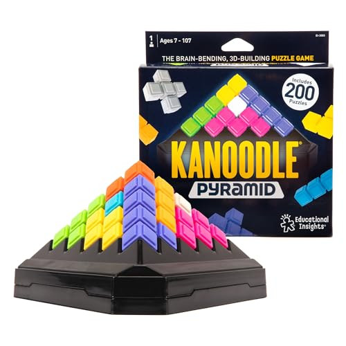Educational Insights Kanoodle Pyramid - 3D Brain Teaser Puzzles, Single Player Brain Game, Handheld Travel Games For Kids, Challenging Logic Puzzle Games And s For Kids, Teens & Adults Ages 7+