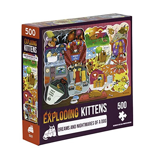 Exploding Kittens The Dreams & Nightmares Of A Dog Jigsaw Puzzle By Exploding Kittens - 500 Pieces Jigsaw Puzzle For Adults, Teens, And Kids - Dog Puzzle, Funny Puzzle, Art Puzzle