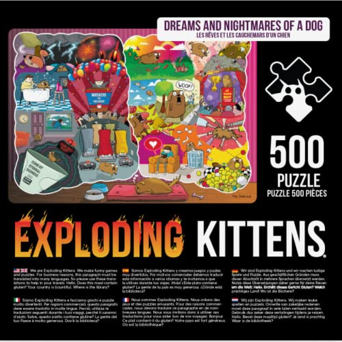 Exploding Kittens The Dreams & Nightmares Of A Dog Jigsaw Puzzle By Exploding Kittens - 500 Pieces Jigsaw Puzzle For Adults, Teens, And Kids - Dog Puzzle, Funny Puzzle, Art Puzzle