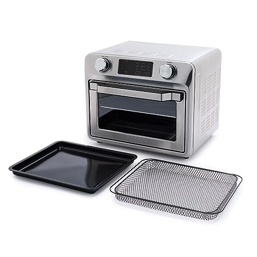 Greenpan Bistro Stainless Steel 9-In-1 Air Fry Oven, Nonstick Baking Pan, Stainless Steel Rack, And Basket, Fast Heating, Multifunction Presets, Cool-Touch Handle, Pfas-, Easy Cleanup Crumb Tray