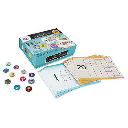 Hand2Mind Seasonal Ten Frames Math Counters For Kids, Math Counters Chips For Counting And Sorting, Kindergarten Learning Games, Counting Toys, Math Game (288 Math Counters And 10 Ten Frame Cards)