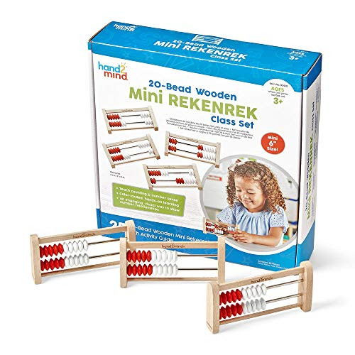 Hand2Mind Mini 20-Bead Wooden Rekenrek Class Set, Number Rack For Kids, Abacus For Kids, Counting Beads, Math Counters, Educational Toys For Elementary, Math Manipulatives (Set Of 25)