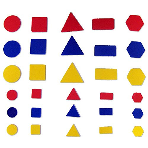 Hand2Mind Foam Attribute Blocks Student Kit, Geometry Set, Preschool Learning, Manipulatives For Preschool, Montessori Math, Shapes For Toddlers, Home Schooling Materials Pre-K (Set Of 60 Blocks)