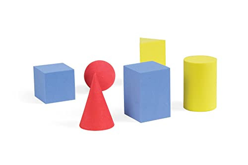 Hand2Mind Foam Geometric Solid Blocks, Assorted Colors, 3D Shapes (Set Of 12)
