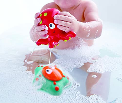 Hape Ocean Floor Squirters  Colorful Baby & Toddler Bath Toys, Colorful Baby & Toddler Bath Toys, Silicone And Non-Toxic Set, Water Spouting And Suction, Octopus & Starfish