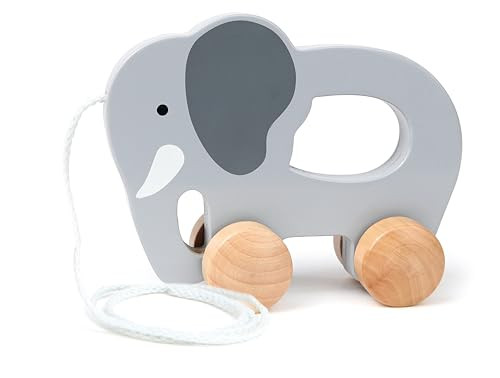 Hape Wooden Elephant Pull-Along Baby Toy Early Learning Push And Pull Toys For Toddlers Age 1 Years And Up