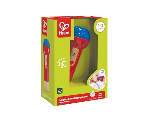 Hape Mighty Echo Microphone  Battery- Voice Amplifying Microphone Toy For Kids 1 Year & Up, Red, Model Number: E0337
