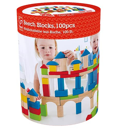 Hape Award Winning 100 Pcs Wooden Building Block Set With Solid Storage Container Learning Educational Toys For Kids