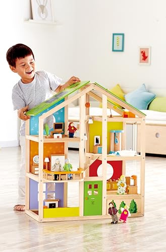 Hape All Seasons Kids Wooden Dollhouse By Hape  Award Winning 3 Story Dolls House Toy With Furniture, Accessories, Movable Stairs And Reversible Season Theme L: 23.6, W: 11.8, H: 28.9 Inch