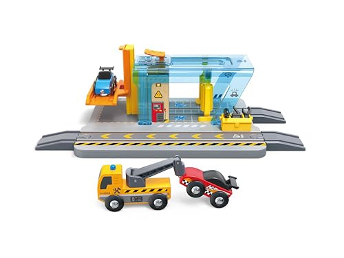 Hape Repair And Wash Station, Car Wash, Lift, Tow Truck, Vehicles, Railway Accessories, From 3 Years