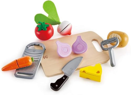 Hape Cooking Essentials Toy  Play Food Cutting Vegetables Set For Kids, Wooden Food Kitchen Accessory Toys