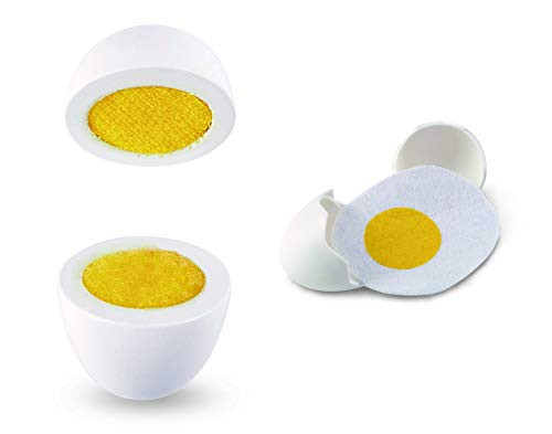 Hape Egg Carton  3 Hard-Boiled Eggs With Easy-Peel Shell & 3 Fried, Wooden Realistic Educational Toy For Children 3+, White And Yellow (E3156)