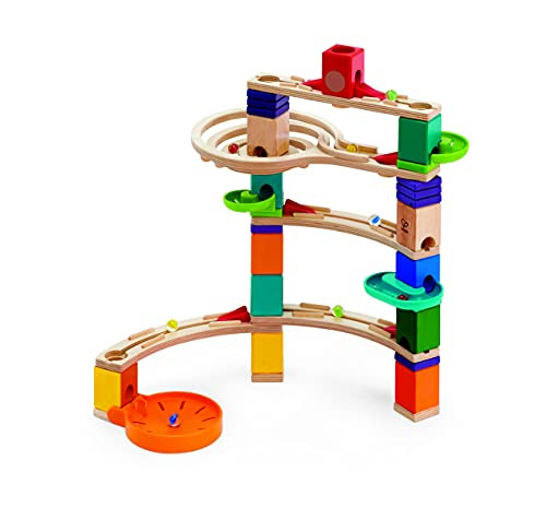 Hape Quadrilla Cliffhanger Wooden Marble Run Blocks  Marble Maze Run Set, Early Educational Stem Development Building Toys For Kids, Multicolor, Model:E6020