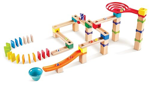 Hape Marble Run Race Track  Wooden Diy Marble Run Set With Dominoes, Steam Educational Learning Toy, 81 Pieces, For Kids 3 Years+