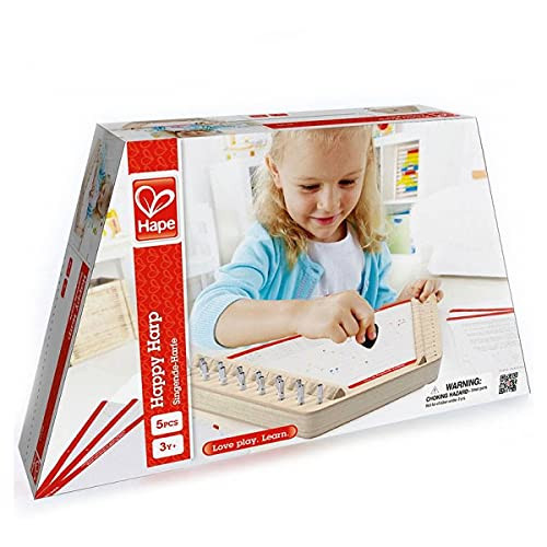 Hape Happy Harp Kid'S Musical Instrument  Award Winning Wooden Lap Harp Toy For Kids, Tuning Tips, Tuning Wrench, Picks And Song Sheets Included
