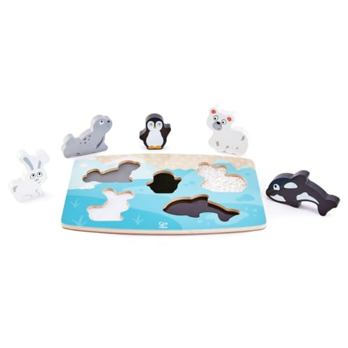 Hape Polar Animal Tactile Puzzle Game, Multicolor