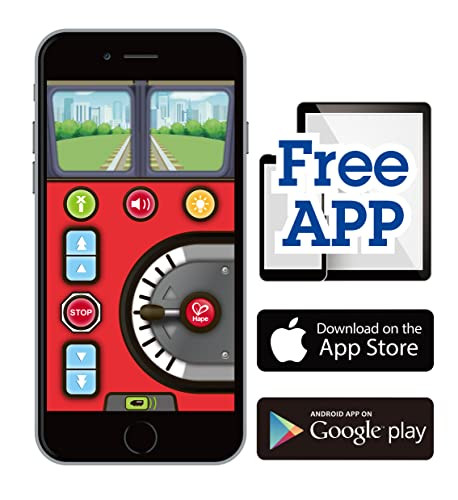 Hape Remote Control Engine Train  Kids Railway Toy, App Or Button Rc Vehicle With 5 Playable Sounds, Rechargeable Battery Feature, Blue