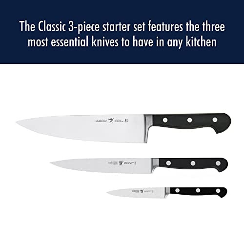 Henckels Classic Razor-Sharp 3-Piece Kitchen Knife Set, Chef Knife, Paring Knife, Utility Knife, German Engineered Informed By 100+ Years Of Mastery, Stainless Steel
