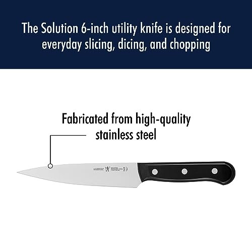 Henckels Solution Razor-Sharp 6-Inch Utility Knife, Tomato Knife, German Engineered Informed By 100+ Years Of Mastery, Black/Stainless Steel