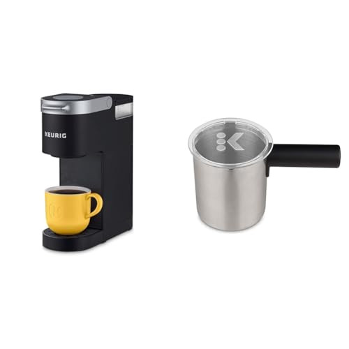 Keurig K-Mini Single Serve Coffee Maker, Black & Works Non-Dairy Milk, Hot And Cold Frothing, Compatible K-Cafãƒæ’Ã†™ÃƒŠã‚© Coffee Makers Only,34 Ounce, Charcoal Frother