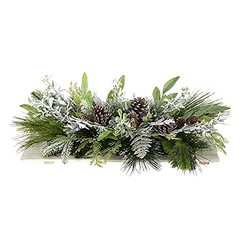 Nearly Natural 26In. Holiday Flocked Winter Christmas Artificial Arrangement Cutting Board Wall Dãƒæ’Ã†™ÃƒŠã‚©Cor Or Table Arrangement