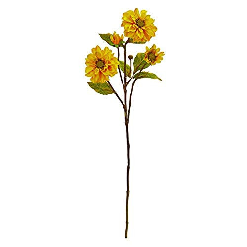 Nearly Natural 30-In. Zinnia Artificial (Set Of 6) Silk Flowers, Yellow