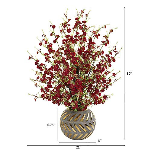 Nearly Natural 30In. Cherry Blossom Artificial Arrangement In Stoare Vase With Gold Trimming