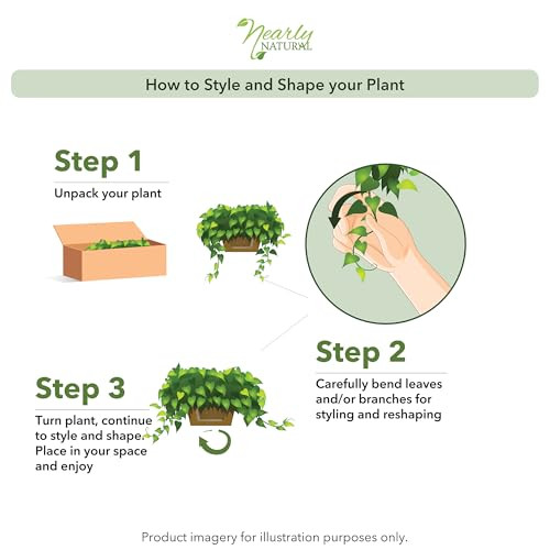 Nearly Natural 15In. Pothos Ledge Plant (Set On Foam) Silk Plant,Green