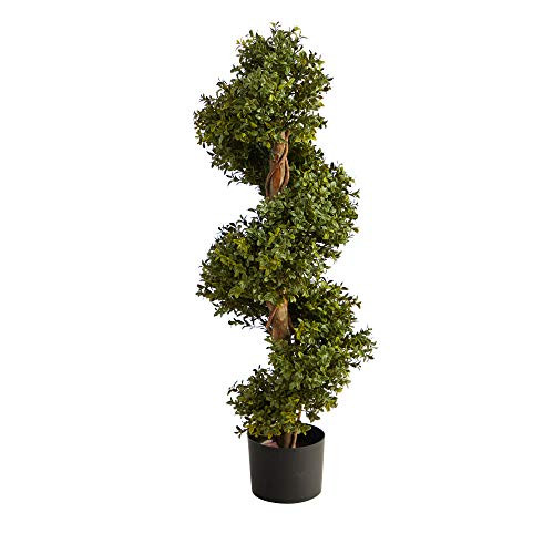 Nearly Natural 33In. Boxwood Topiary Spiral Artificial Tree (Indoor/Outdoor)
