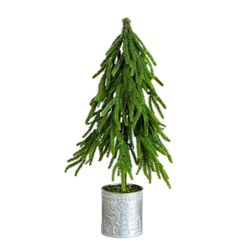 Nearly Natural 20In. Real Touch Norfolk Island Pine Christmas Tree In Metal Planter