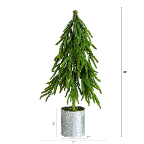 Nearly Natural 20In. Real Touch Norfolk Island Pine Christmas Tree In Metal Planter