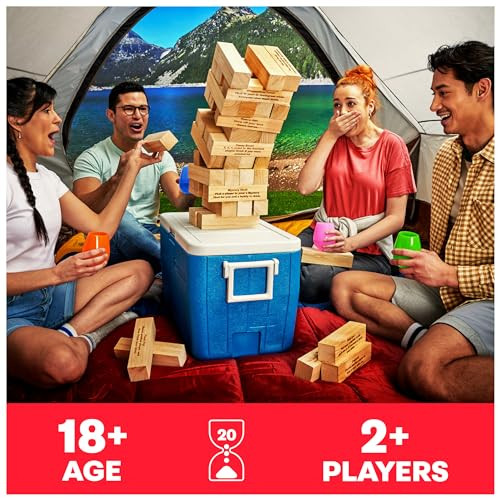 Spin Master Games, Happy Hour Tower, Giant Jumbling Wooden Blocks, College Game, Bachelorette Party, House Party, For Ages 18+
