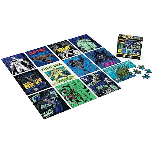 Spin Master Games, Dc Comics, Batman Puzzles 12-Pack, Kids Puzzles, Features Dark Knight, Clayface, Riddler, Penguin, & More, For Ages 4 & Up