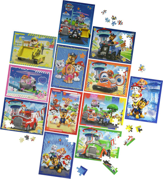 Spin Master Games, Paw Patrol Puzzles 12-Pack, 24, 48, & 100 Pieces, Kids Puzzles, Featuring Chase, Marshall, Skye, Everest, Rubble, Zuma, Rocky, For Ages 4 & Up
