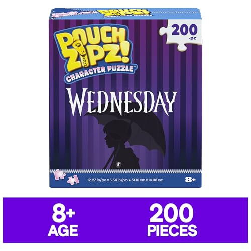 Spin Master Games, Pouch Zipz Wednesday Addams Micro Puzzle In Collectible Vinyl Zippered Case, 200 Pieces, Kids Puzzle, Kids Toys For Girls & Boys, For Ages 8 & Up