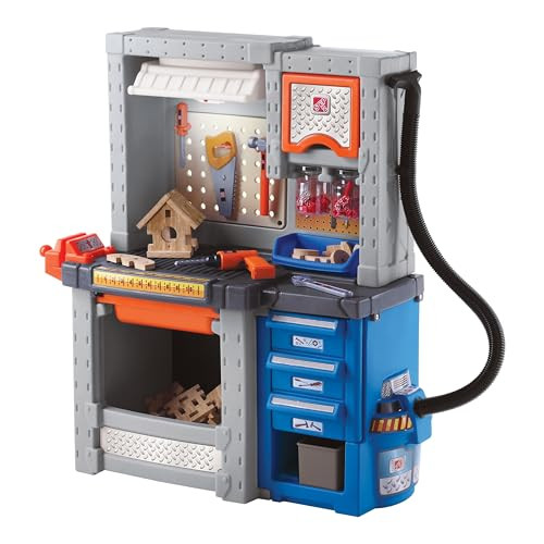 Step2 Deluxe Kids Workshop, Indoor/Outdoor Tool Bench For Children, Interactive Play With Sounds, Made Of Durable Plastic, Includes 50 Piece Toy Accessories, For Toddlers 3+ Years Old