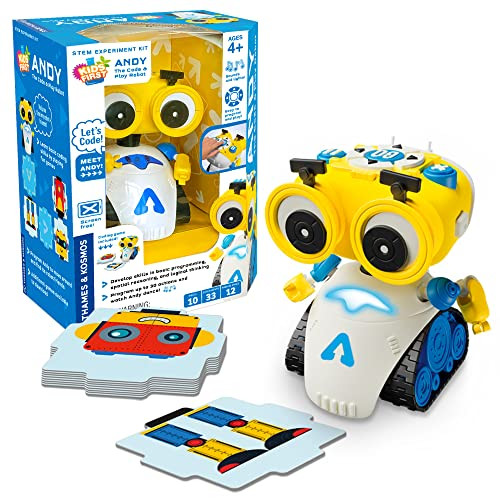 Thames & Kosmos Andy: The Code & Play Robot  Screen- Coding & Robotics Kit For Ages 4+  Pre-Built Robot W/Intuitive Buttons For Preschoolers To Start Programming  No Smart Device Required