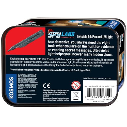 Thames & Kosmos Spy Labs Inc: Invisible Ink Pen And Uv Light By Thames & Kosmos  Exchange Top Secret Info Securely  Essential Tools And Tricks Of The Trade From The Detective Gear Experts For Young Investigators