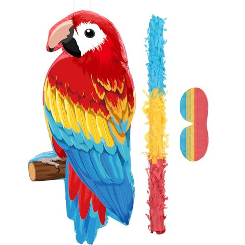 Threan Small Parrot Piãƒæ’Ã†™ÃƒŠã‚±Ata Hawaiian Party Supplies Parrot Piãƒæ’Ã†™ÃƒŠã‚±Ata Bird Toy With Blindfold Stick For Luau Hawaii Summer Rainforest Tropical Pirate Theme Birthday Decorations