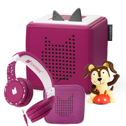 Tonies Toniebox 1 Audio Player Bundle With Playtime Puppy, Headphones, And Carrying Case - Purple