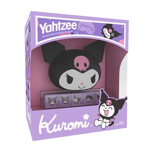 Usaopoly Yahtzee: Kuromi  Collectible Kuromi Head Dice Cup  Dice Featuring Her Adorable Range Of Emotions  Classic Dice Game Based On Hello Kitty & Friends Character  Officially Licensed Game & Merchandise