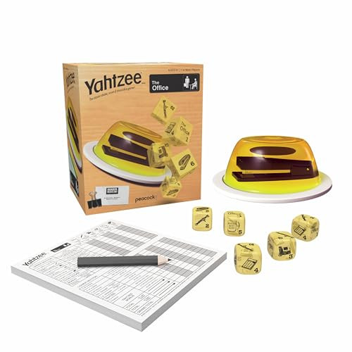 Usaopoly Yahtzee: The Office Edition, Exclusive Stapler-In-Jello Dice Cup, Roll Your Way To Victory Dunder Mifflin Style, Classic Party Game For Fans, Adults & Families, Official Merchandise & Collectible