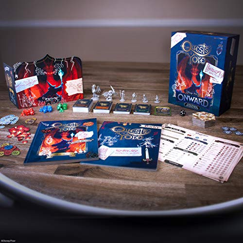 Usaopoly Quests Of Yore: Barley'S Edition  Role Playing Board Game Featured In Disney Pixar Onward Film  Officially Licensed Pixar Game  Featuring Rpg Elements With Quest Master & D4, D6, D8, And D12 Dice