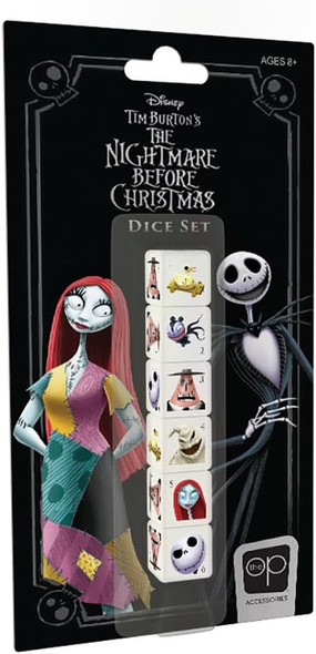 Usaopoly Nightmare Before Christmas Dice Set  Collectible D6 Dice  Including Jack Skellington, Sally, Oogie Boogie, Mayor Of Halloween Town, And More  Officially Licensed Disney 6-Sided Dice